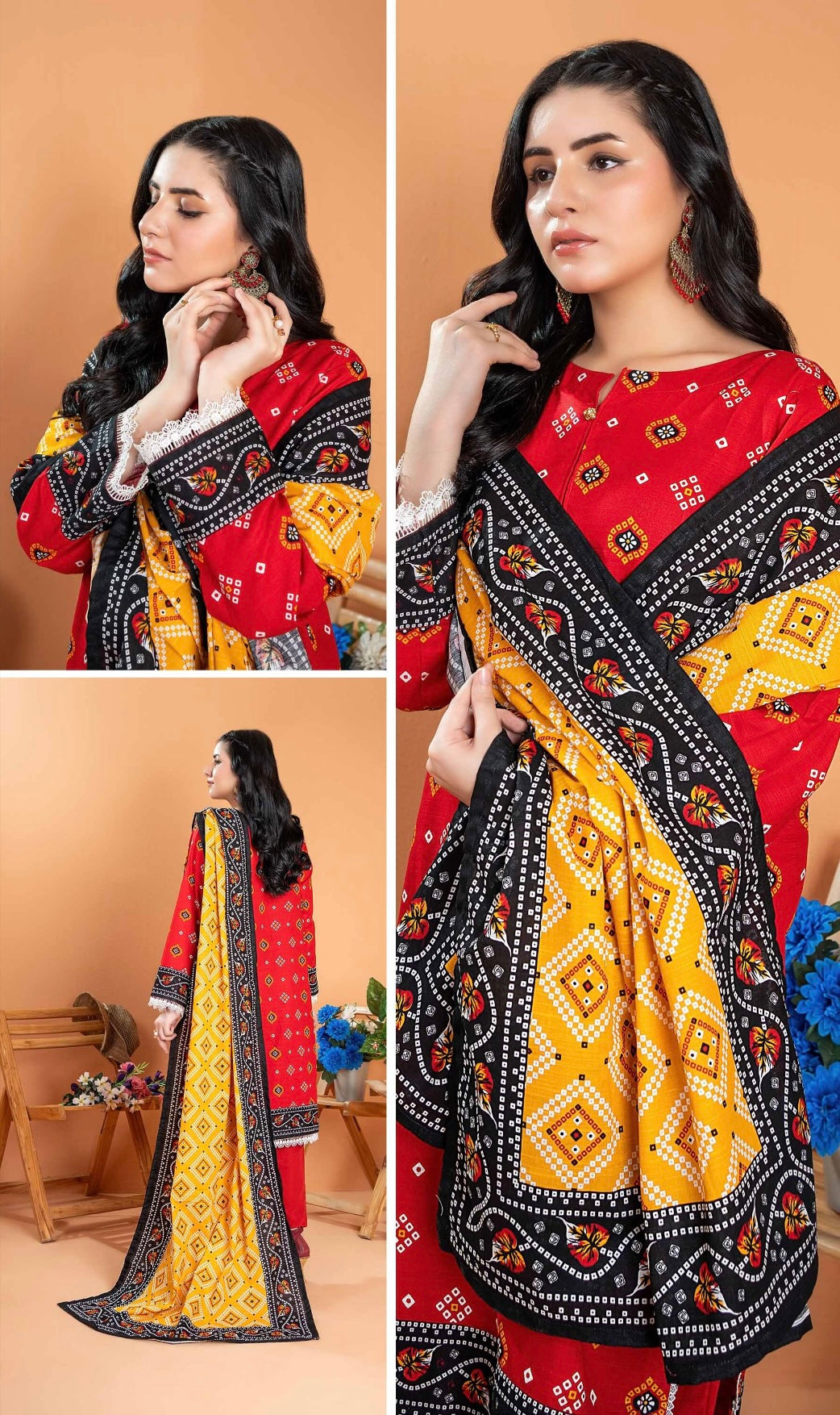 Unstiched 3-Pieces Digital Printed Lightweight Premium Khaddar|ZESH-7703