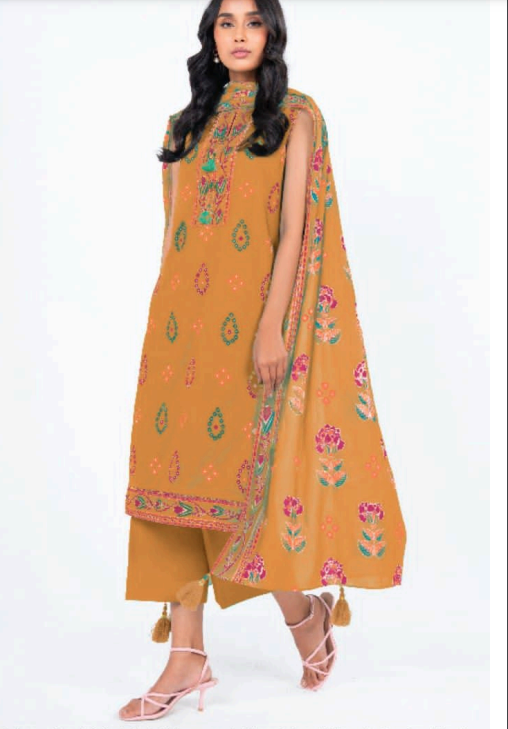 Unstitched 3-Pieces Digital Printed Premium Lawn |KRM-1040