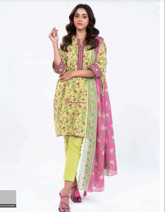 Unstitched 3-Pieces Digital Printed Premium Lawn |KRM-1043