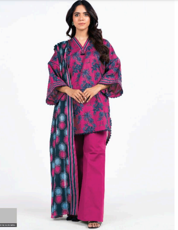 Unstitched 3-Pieces Digital Printed Premium Lawn |KRM-1036